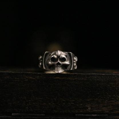 Printed skull 925 silver ring, unique skull ring, sterling silver ghost vintage gothic ring gift-craftsman made - SATANHORN