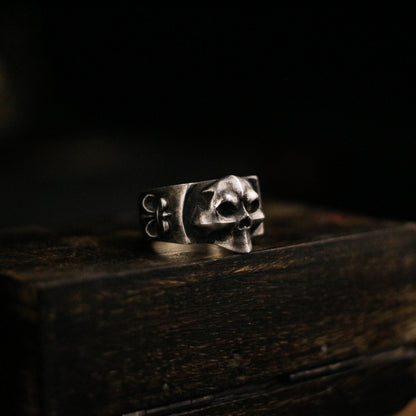 Printed skull 925 silver ring, unique skull ring, sterling silver ghost vintage gothic ring gift-craftsman made - SATANHORN