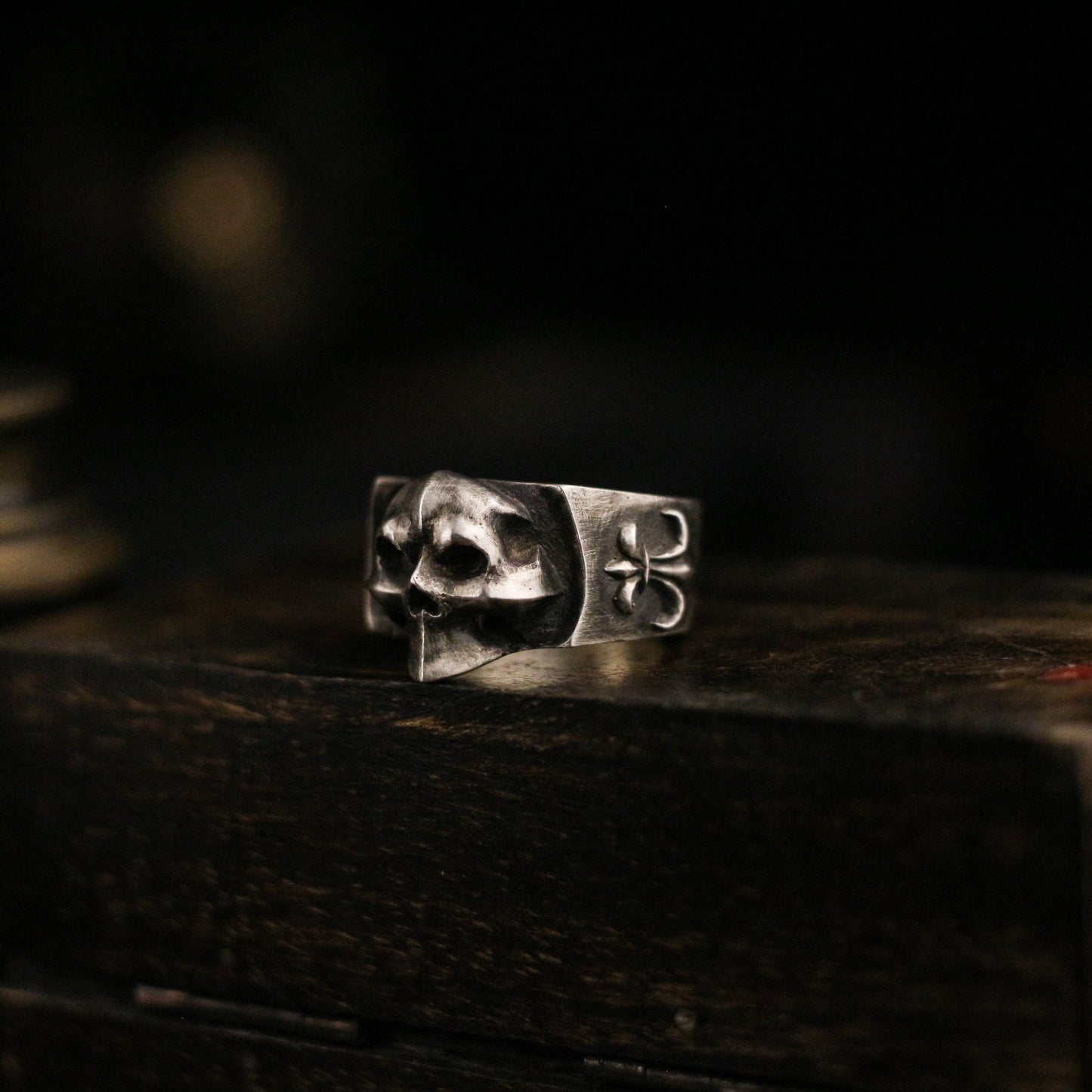 Printed skull 925 silver ring, unique skull ring, sterling silver ghost vintage gothic ring gift-craftsman made - SATANHORN