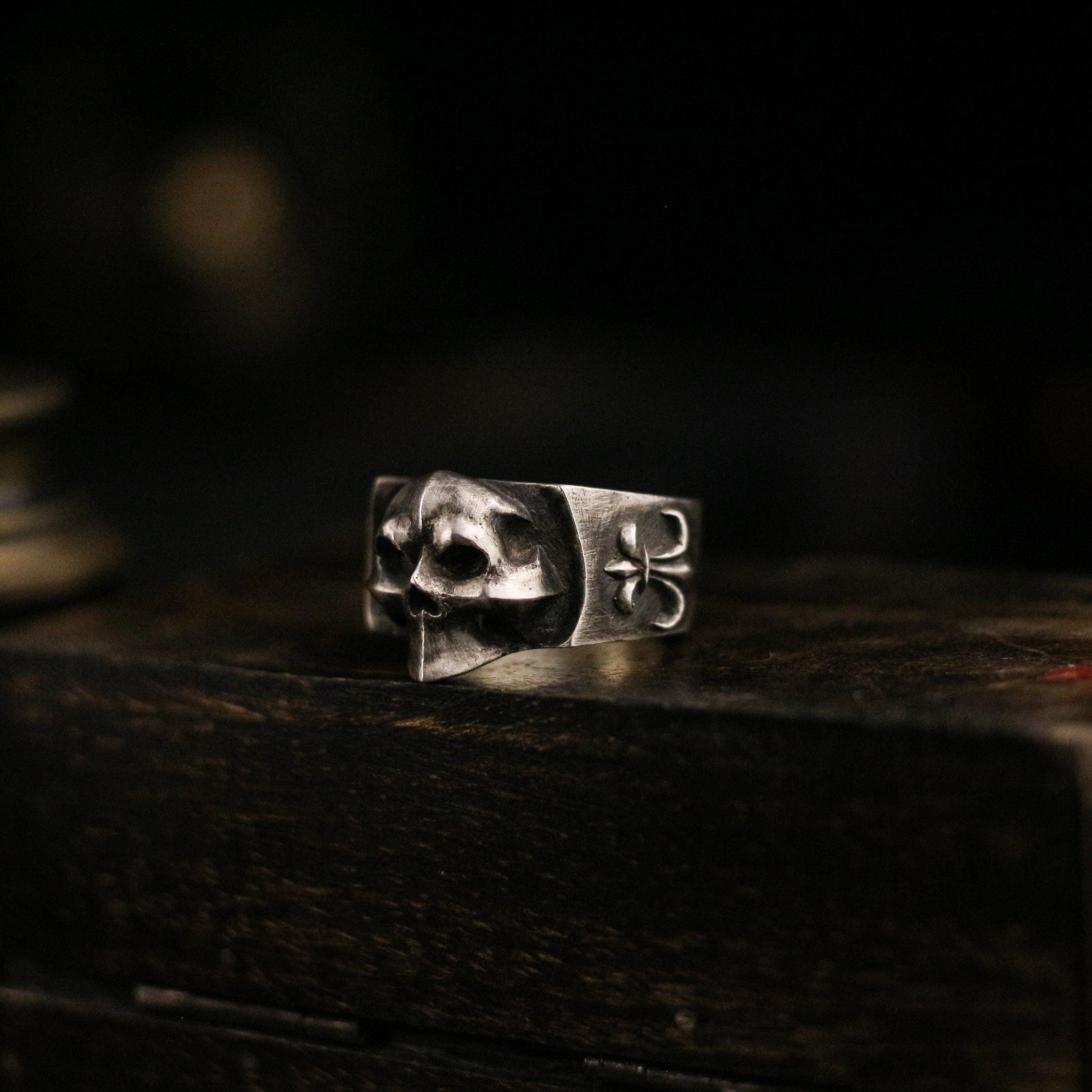 Printed skull 925 silver ring, unique skull ring, sterling silver ghost vintage gothic ring gift-craftsman made - SATANHORN