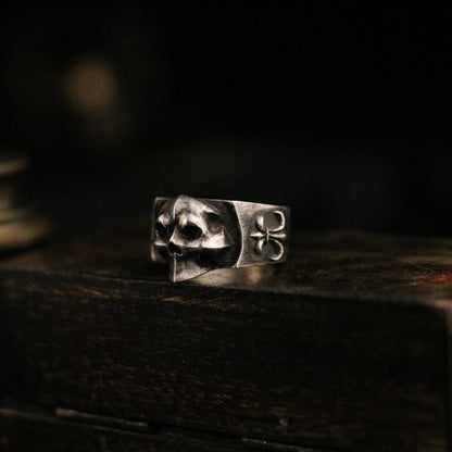 Printed skull 925 silver ring, unique skull ring, sterling silver ghost vintage gothic ring gift-craftsman made - SATANHORN