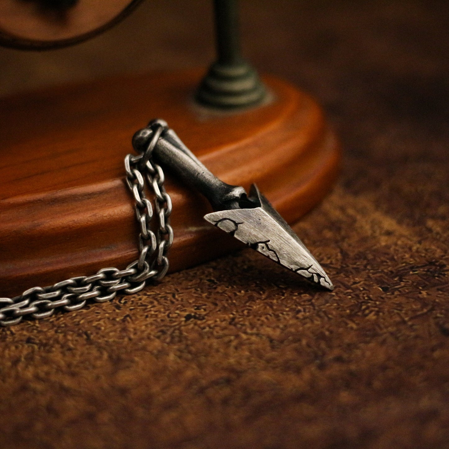 Arrow 925 Silver Pendant Necklace, Bone Arrow Pendant, Cracked Cold Weapon Sterling Silver Gothic Necklace Gift - Craftsman Made