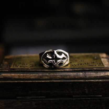 Palace style cross 925 silver ring, hand-printed and polished ring, sterling silver Gothic retro cyberpunk - Craftsman made - SATANHORN