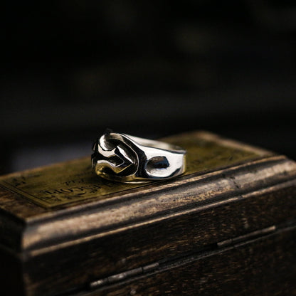 Palace style cross 925 silver ring, hand-printed and polished ring, sterling silver Gothic retro cyberpunk - Craftsman made - SATANHORN