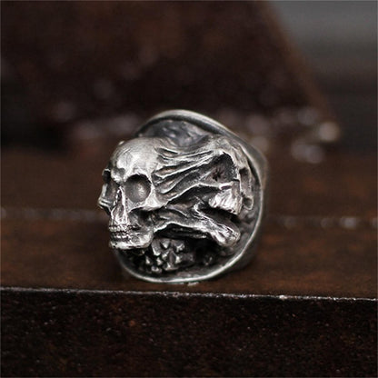 Soul skull 925 silver ring, torn skull ring, unique sterling silver Gothic vintage personalized gift - Craftsman made - SATANHORN