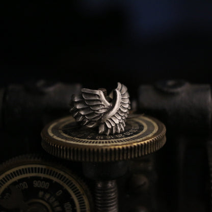 Angel wings 925 silver ring, flying wings open ring, unique sterling silver gothic vintage handmade gift-craftsman made - SATANHORN