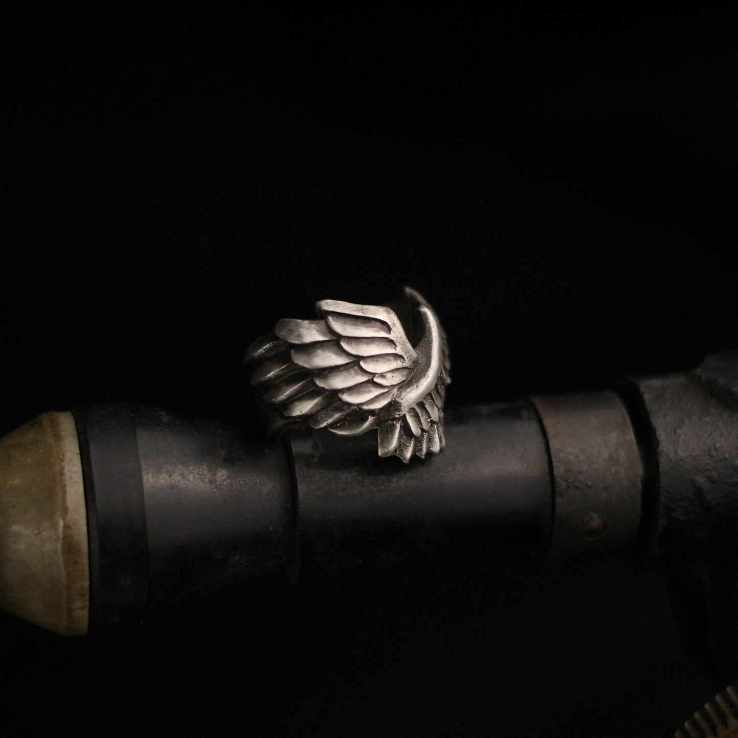 Angel wings 925 silver ring, flying wings open ring, unique sterling silver gothic vintage handmade gift-craftsman made