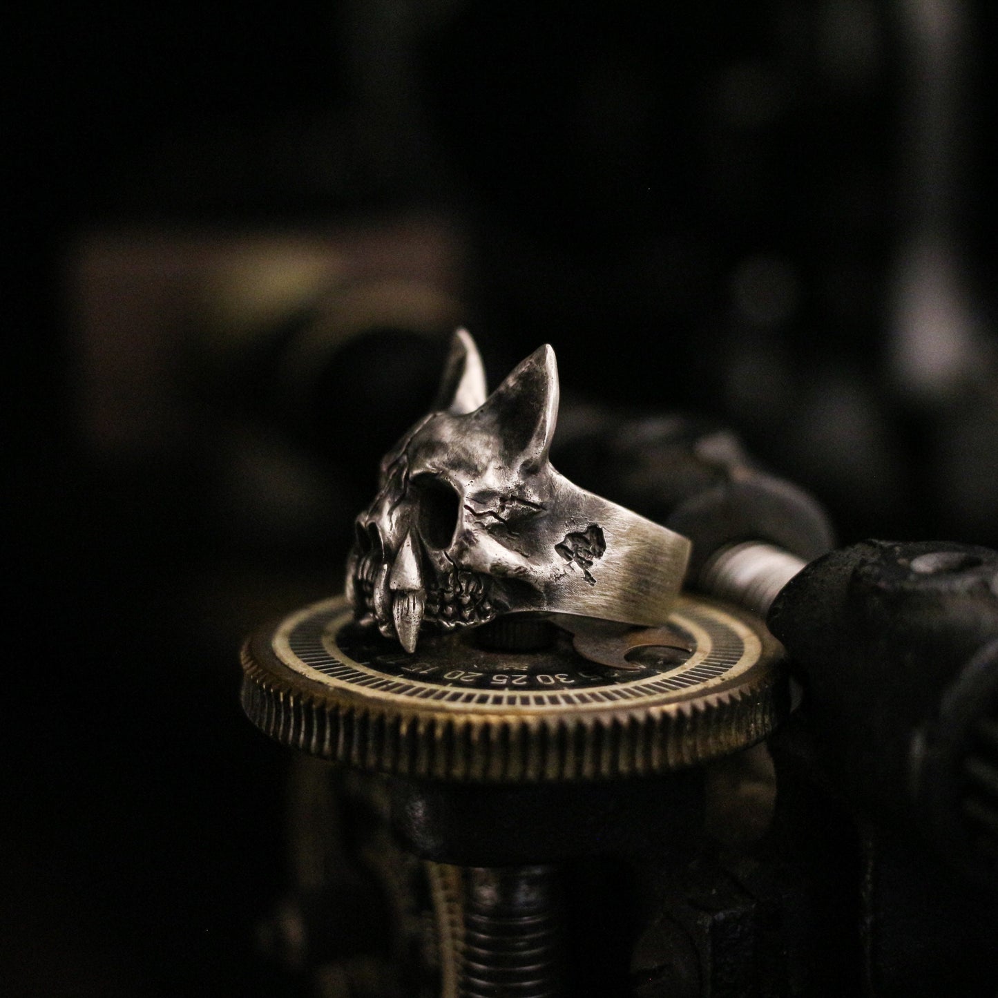 Cat skull 925 silver ring, fierce skull ring, handmade sterling silver vintage punk personalized gift-crafted by craftsman