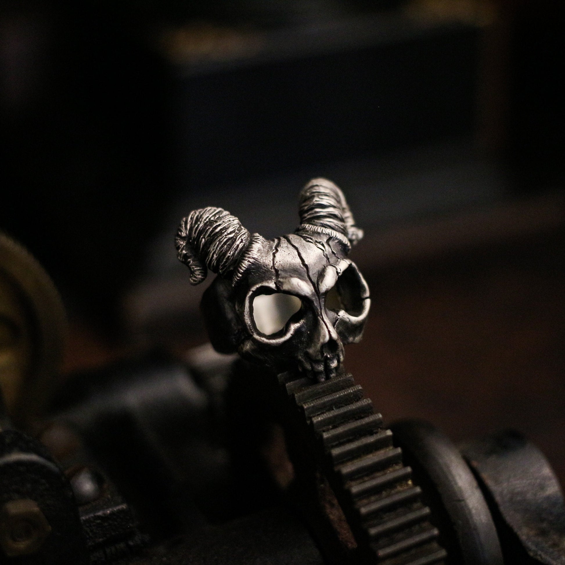 Sheep head skull 925 silver ring, Shofar skull ring, handmade sterling silver vintage punk personalized gift - Craftsmen made - SATANHORN