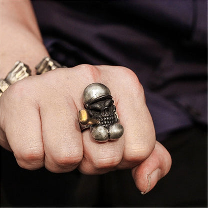 Popeye 925 silver ring, captain pipe ring, sterling silver and brass personalized gift for men - Craftsman made - SATANHORN