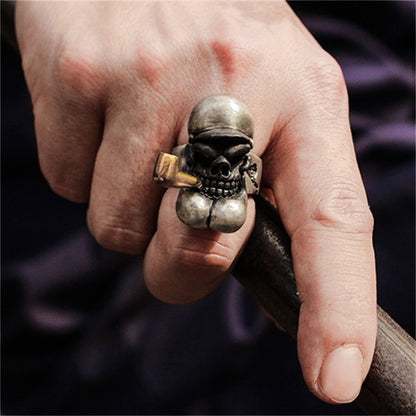 Popeye 925 silver ring, captain pipe ring, sterling silver and brass personalized gift for men - Craftsman made - SATANHORN