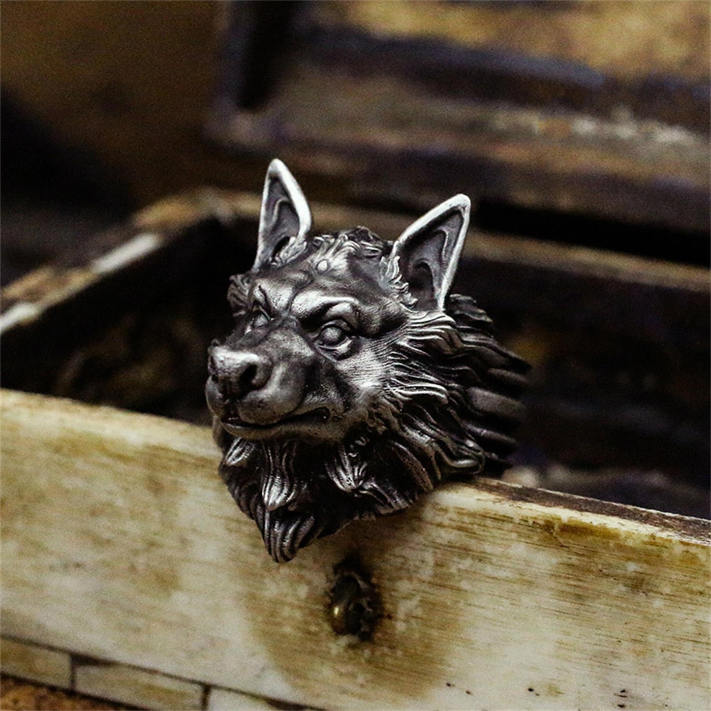 Silver wolf 925 silver ring, wolf king wild wolf jewelry, steppen wolf sterling silver ring-craftsman made