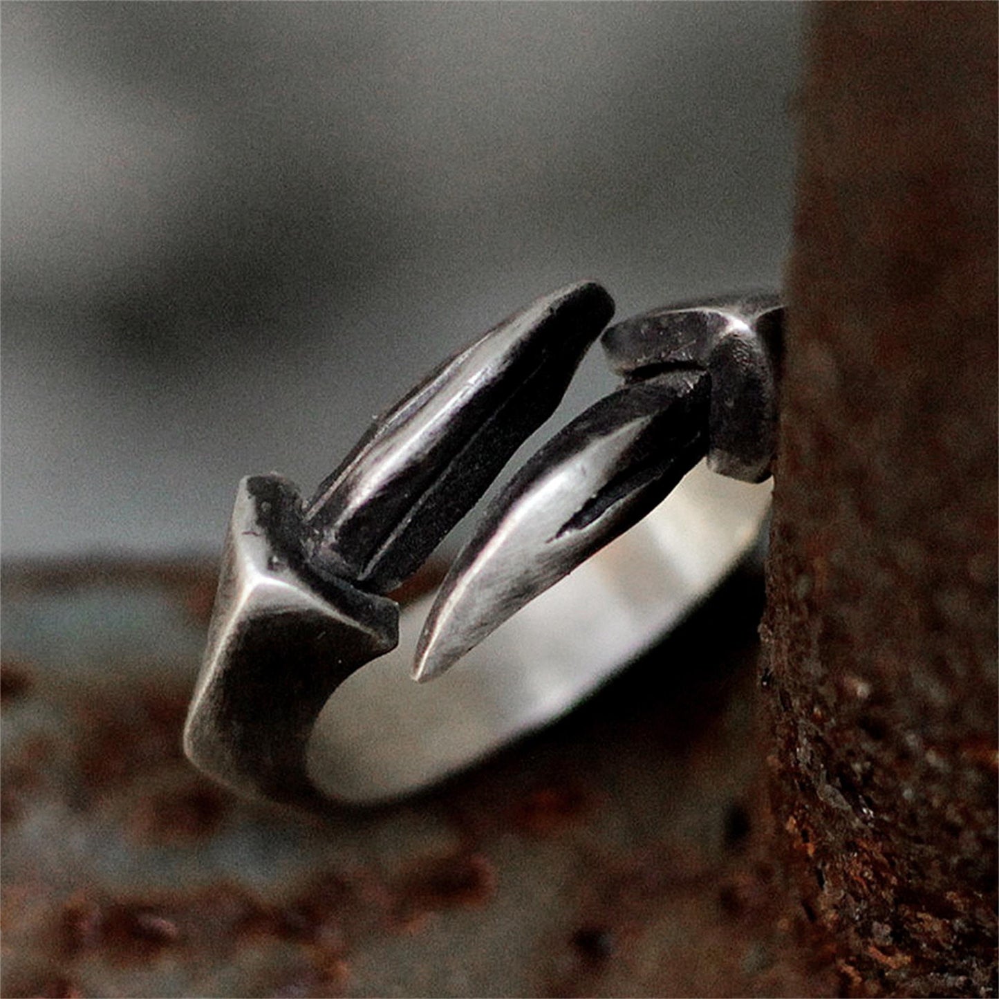 Original handmade opening non-takahashi feather claw tip 925 sterling silver retro simple art men and women ring---Craftsman made - SATANHORN