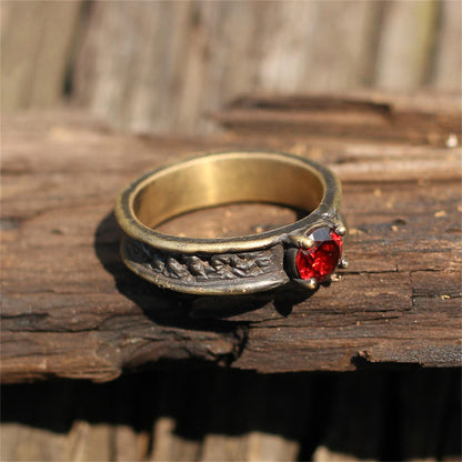 Inlaid garnet 925 silver ring, Gift for mother,gentleman woman gift ring sterling silver brass-craftsman made - SATANHORN