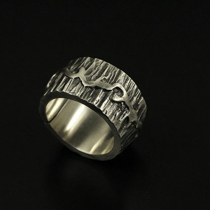 Viking Cask 925 Silver/Brass Ring，Barrel cross section ring，Northern Europe pirate ring,Silver ring-Craftsman made - SATANHORN