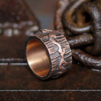 Viking Cask 925 Silver/Brass Ring，Barrel cross section ring，Northern Europe pirate ring,Silver ring-Craftsman made - SATANHORN