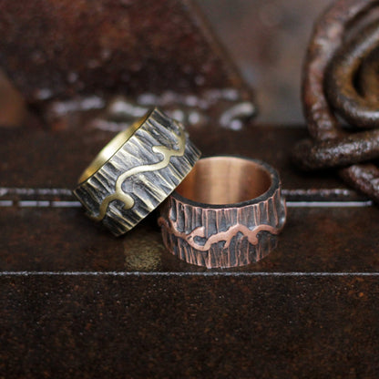 Viking Cask 925 Silver/Brass Ring，Barrel cross section ring，Northern Europe pirate ring,Silver ring-Craftsman made - SATANHORN