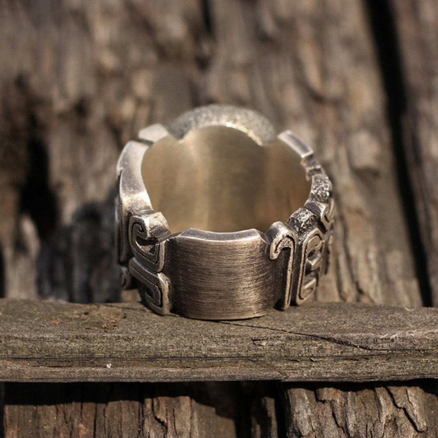 Inlaid antler 925 Silver ring, bone brass ring, gluttonous monster texture personalized ring gift-Craftsmen made