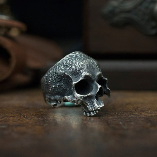 Half jaw skull 925 Silver Ring,Battle Damaged Skeleton 925 sterling silver ring handmade jewelry