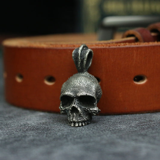 Half face skull 925 silver pendant necklace, handmade 925 silver skull pendant-Craftsman made