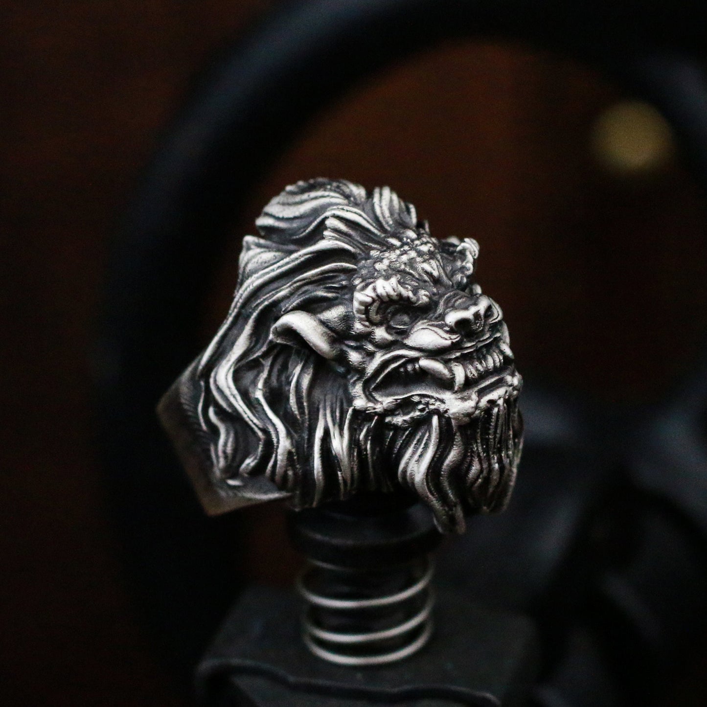 African lion 925 silver ring, majestic lion king silver ring, handmade silver ring for men-Craftsman made