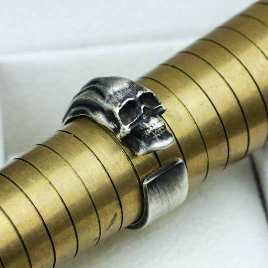 925 Sterling Silver Skull Ring,Silver Ring Men,Adjustable Ring,Open Ring,Cold Ring,Halloween Jewelry,elegant skull ring-Craftsman made - SATANHORN