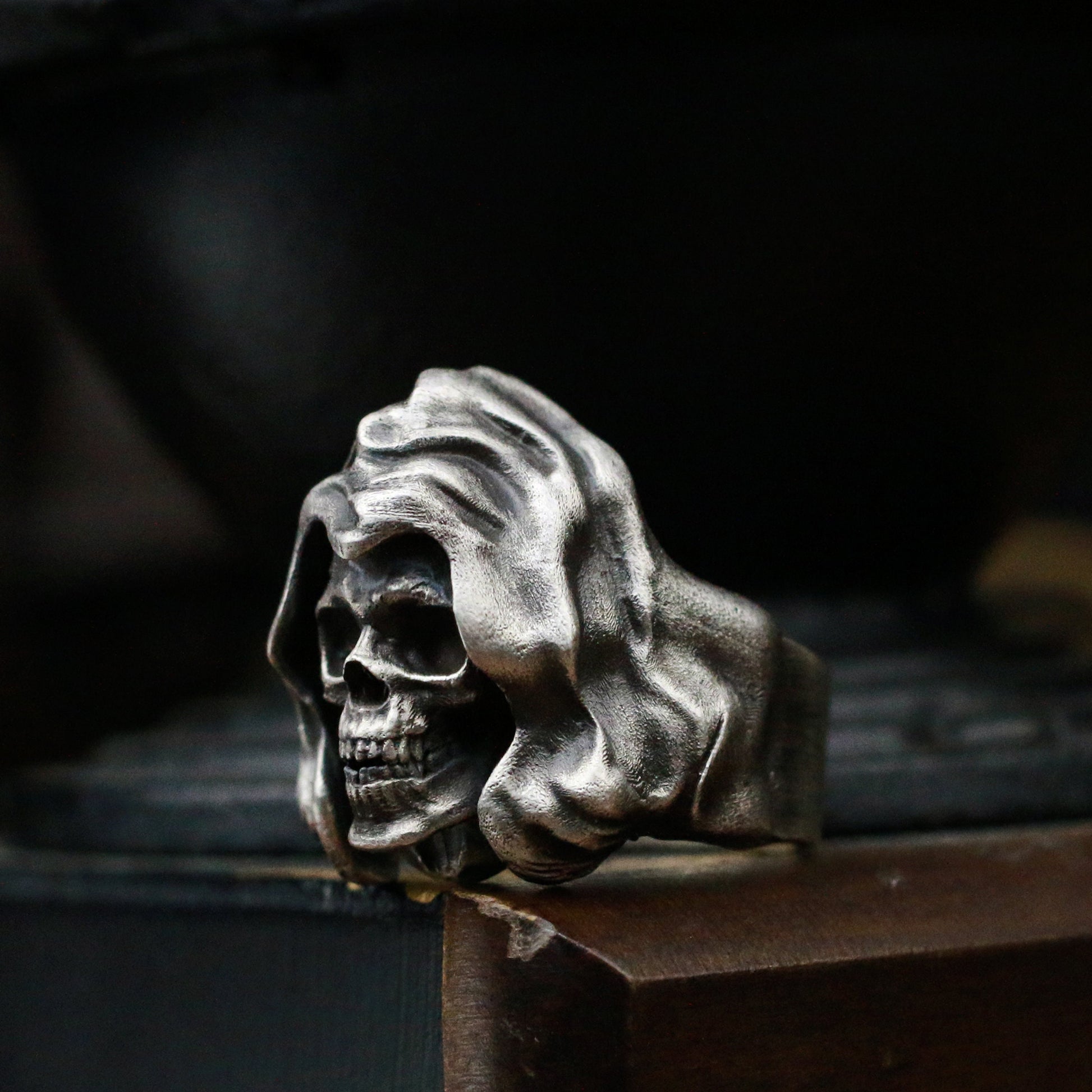 Grim Reaper 925 Silver Ring,Vintage Gothic Angel of Death Jewelry,Band Ring,Halloween Jewelry,elegant skull ring,Craftsman made - SATANHORN