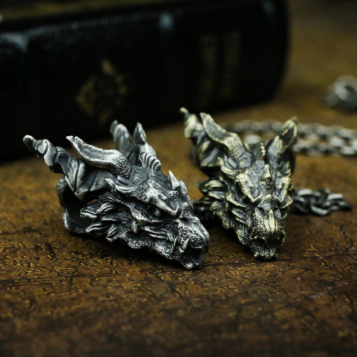 Evil dragon 925 Silver pendant necklace, domineering silver dragon head pendant necklace, handmade 925 silver pendant-Craftsman made