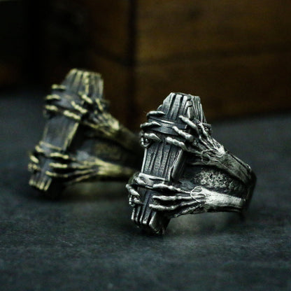 Coffin 925 Silver Ring,Gothic silver ring,Ghost Claw Ring,Casket Ring,Coffin Ring,Goth Jewelry,Halloween Ring-Craftsmen made - SATANHORN