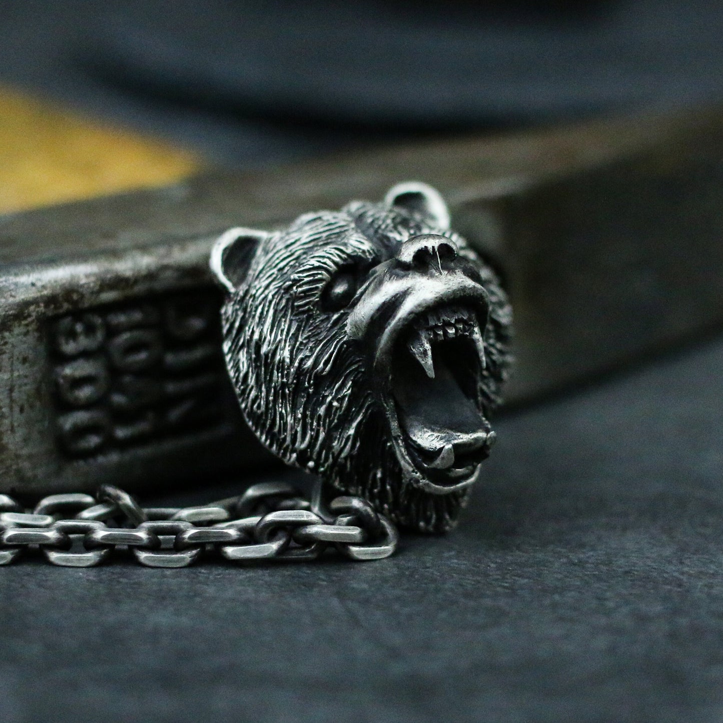 Brown bear 925 silver pendant/ring,Brown Bear Hunter's Men's Pendant,Animal necklace jewelry,Art Deco jewelry,Craftsman made