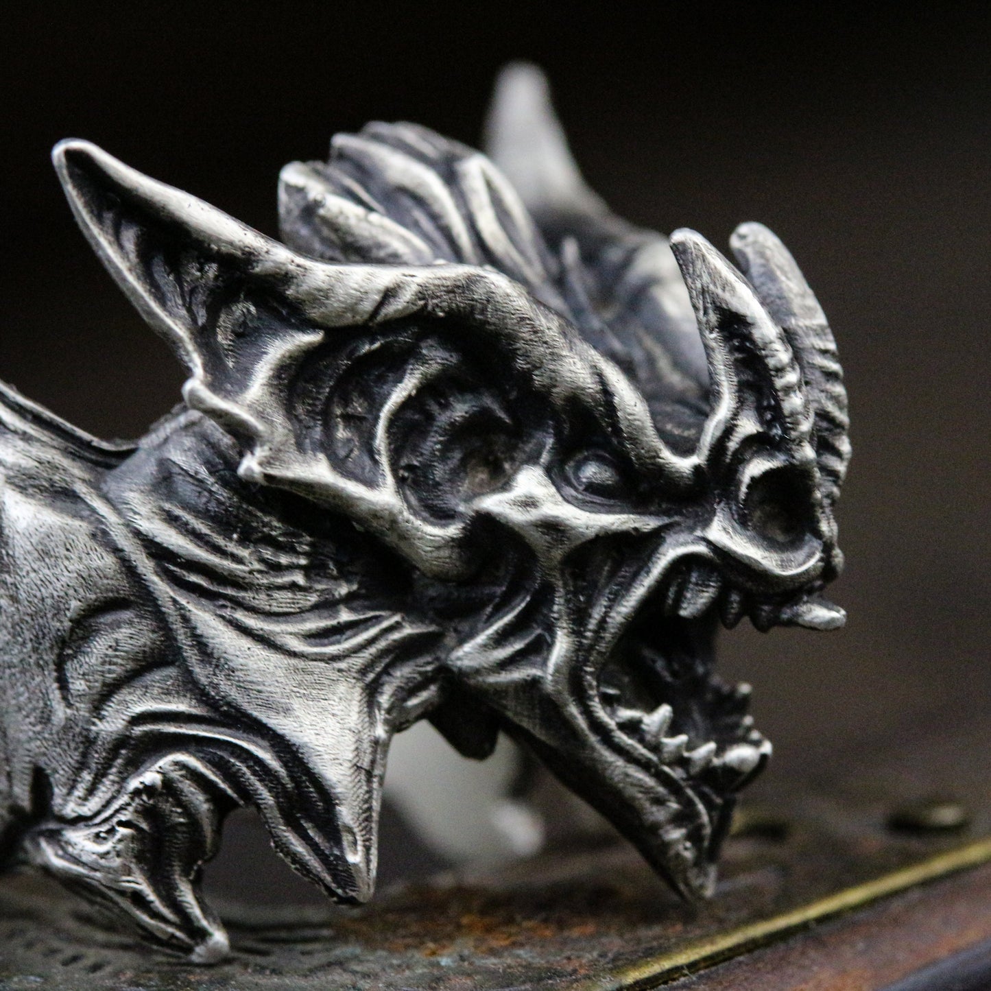 Screaming gargoyle 925 Silver Ring, Gothic Bat Ring, Halloween silver Jewelry-Craftsman made