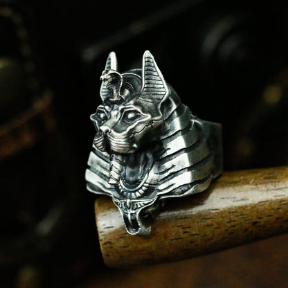 Bastet 925 silver ring, ancient Egyptian cat god totem silver ring jewelry, body silver ring-Craftsmen made - SATANHORN