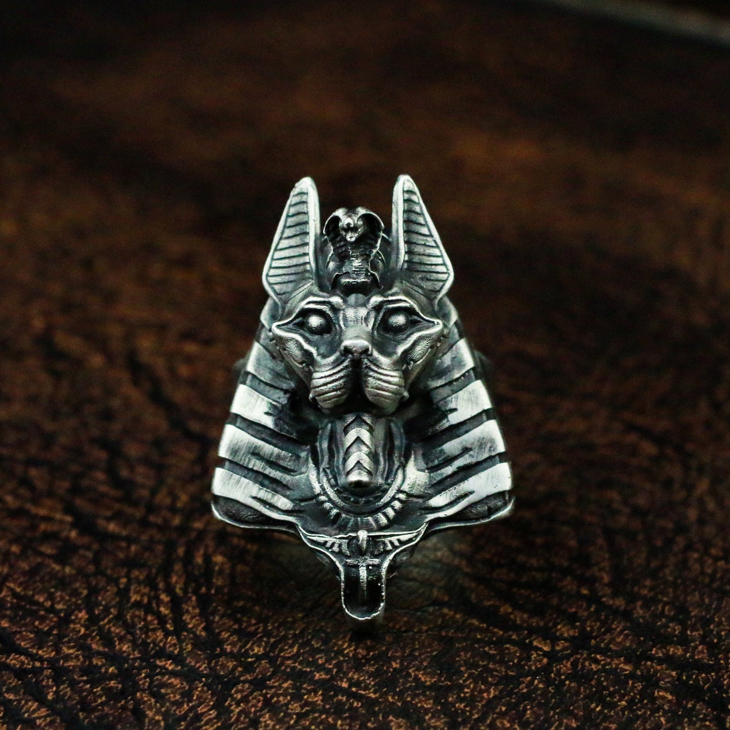 Bastet 925 silver ring, ancient Egyptian cat god totem silver ring jewelry, body silver ring-Craftsmen made