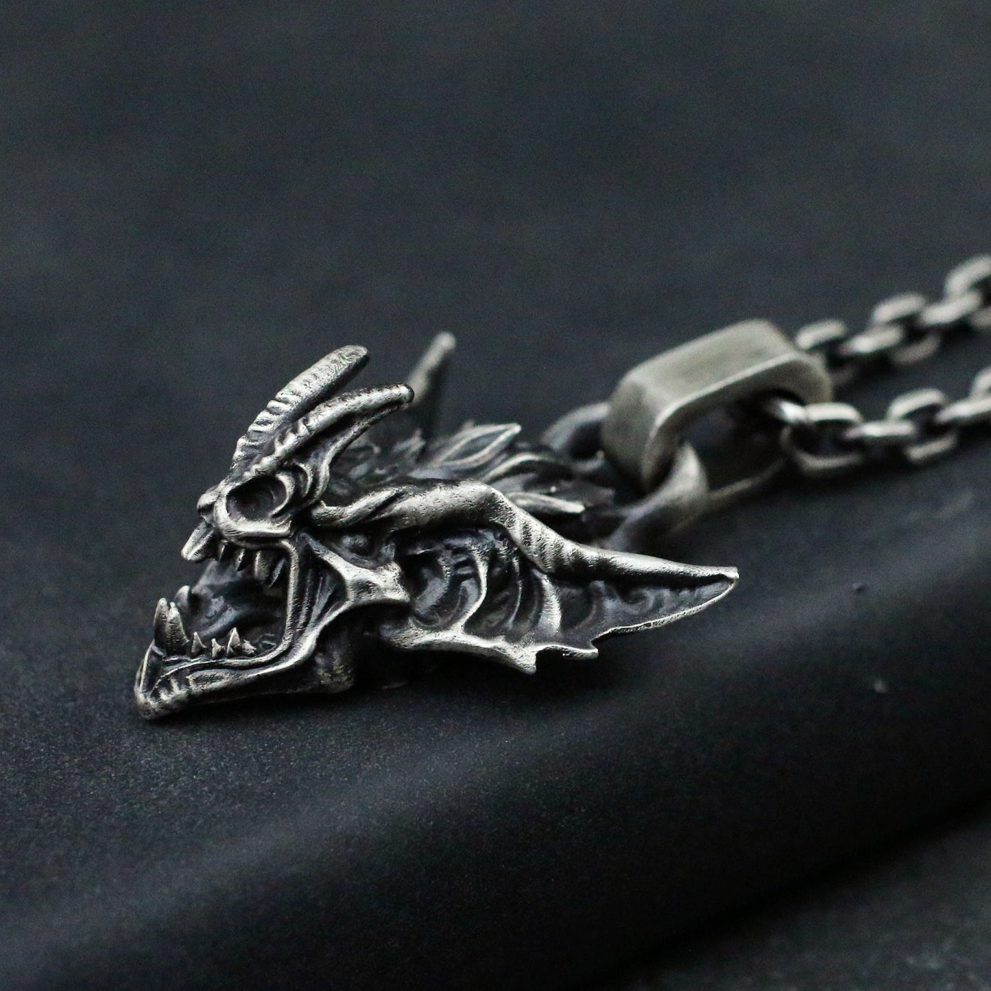 Gargoyle Vampire 925 Silver Pendant Necklace, Gothic Bat Silver Pendant Necklace, Unique Individual Silver Jewelry-Craftsman made