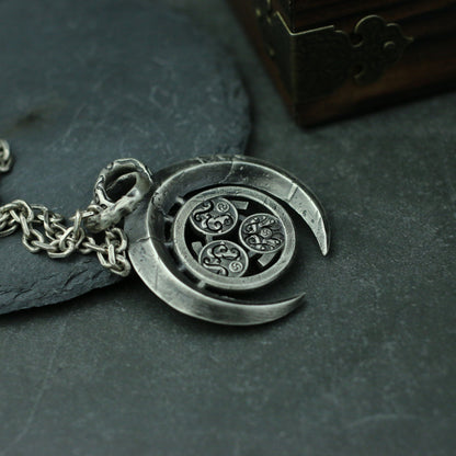 Sun Moon Reincarnation 925 Silver Necklace Pendant,Universe Star Pendant Necklace, Couple Personalized Gift Pendant Jewelry-Craftsmen Made