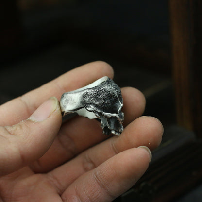 Jawless skull 925 silver ring, broken skull ring, sterling silver ghost vintage gothic ring gift-craftsman made - SATANHORN