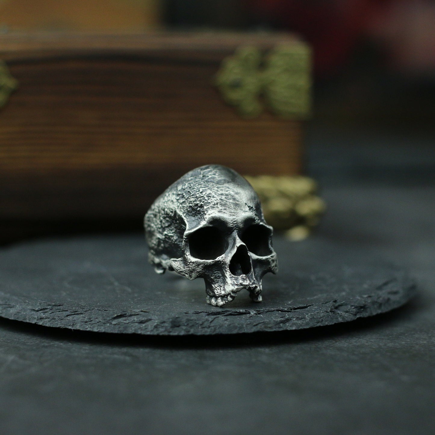 Jawless skull 925 silver ring, broken skull ring, sterling silver ghost vintage gothic ring gift-craftsman made