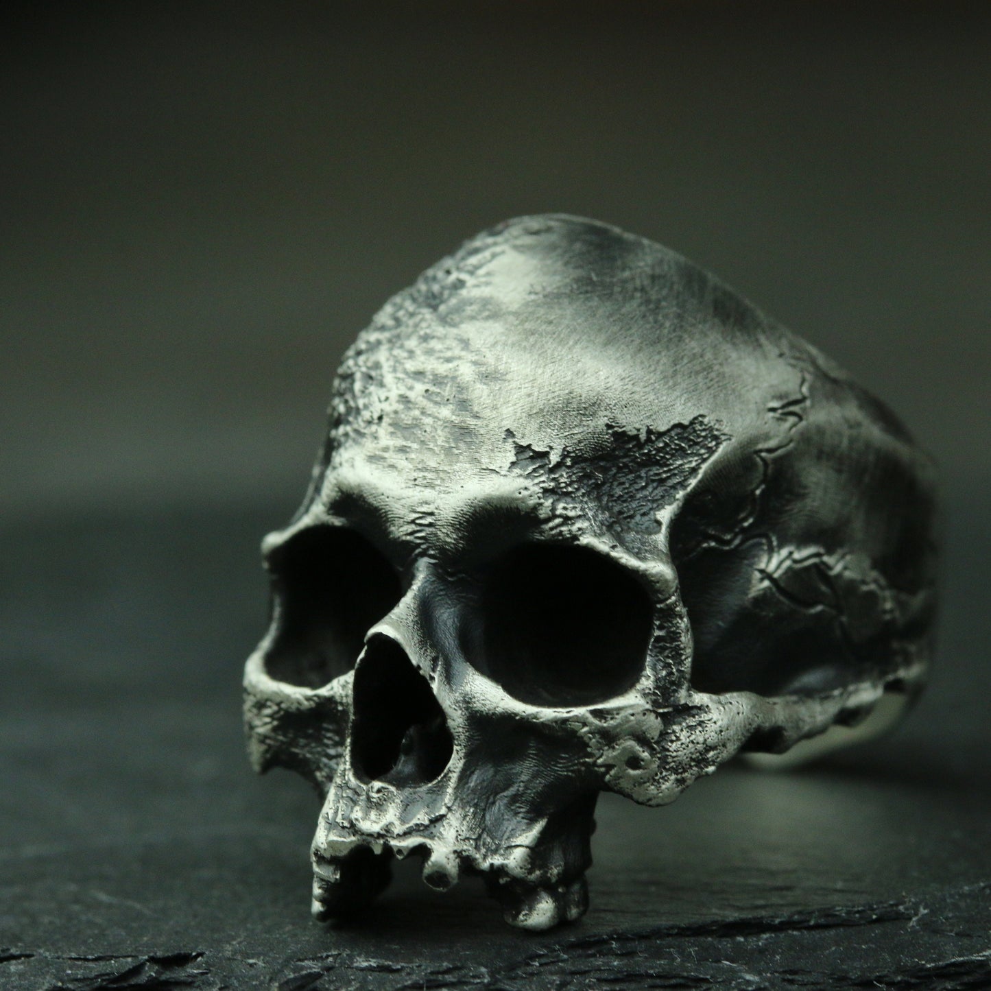 Jawless skull 925 silver ring, broken skull ring, sterling silver ghost vintage gothic ring gift-craftsman made