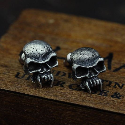 925 sterling silver Skull  Earrings, Tusk Skull Earrings, Gothic  Earrings