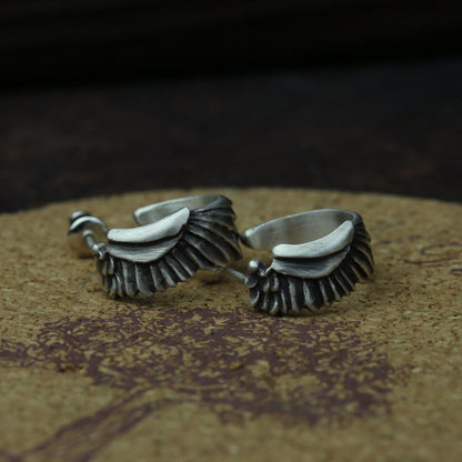 silver angel wing hoop earrings jewelry