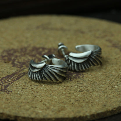 silver angel wing hoop earrings jewelry