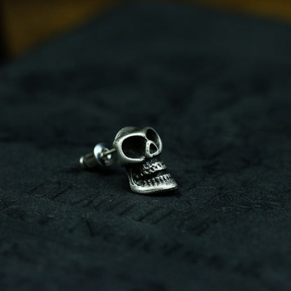 Creativity Skull 925 Silver Ear studs, bizarre skull earrings, rare jewelry sterling silver handmade - Craftsman made