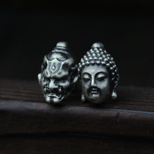 Sterling silver buddha devil earrings,Buddhist earrings, Buddhist jewelry, faith jewelry