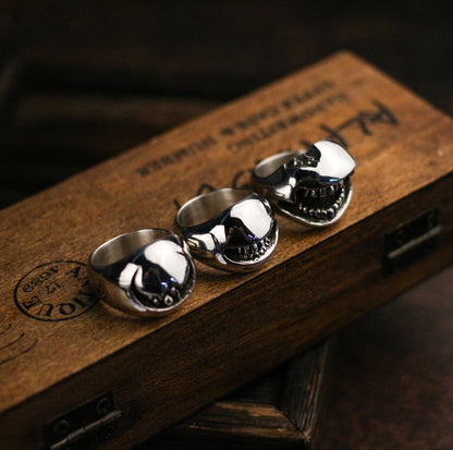 Smiley 925 silver ring, funny smile ring, Gift for mother,unique sterling silver lettering vintage gothic ring gift - Craftsman made - SATANHORN