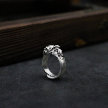 Bone joint 925 silver ring, Joint silver ring, 925 sterling silver brass personality ring - Craftsman Made - SATANHORN