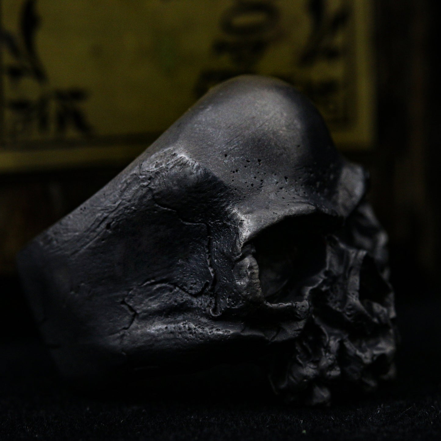 skull jewelry, Cool style skull ring, Decayed half jaw silver men skull biker masonic gothic handmade jewelry .925