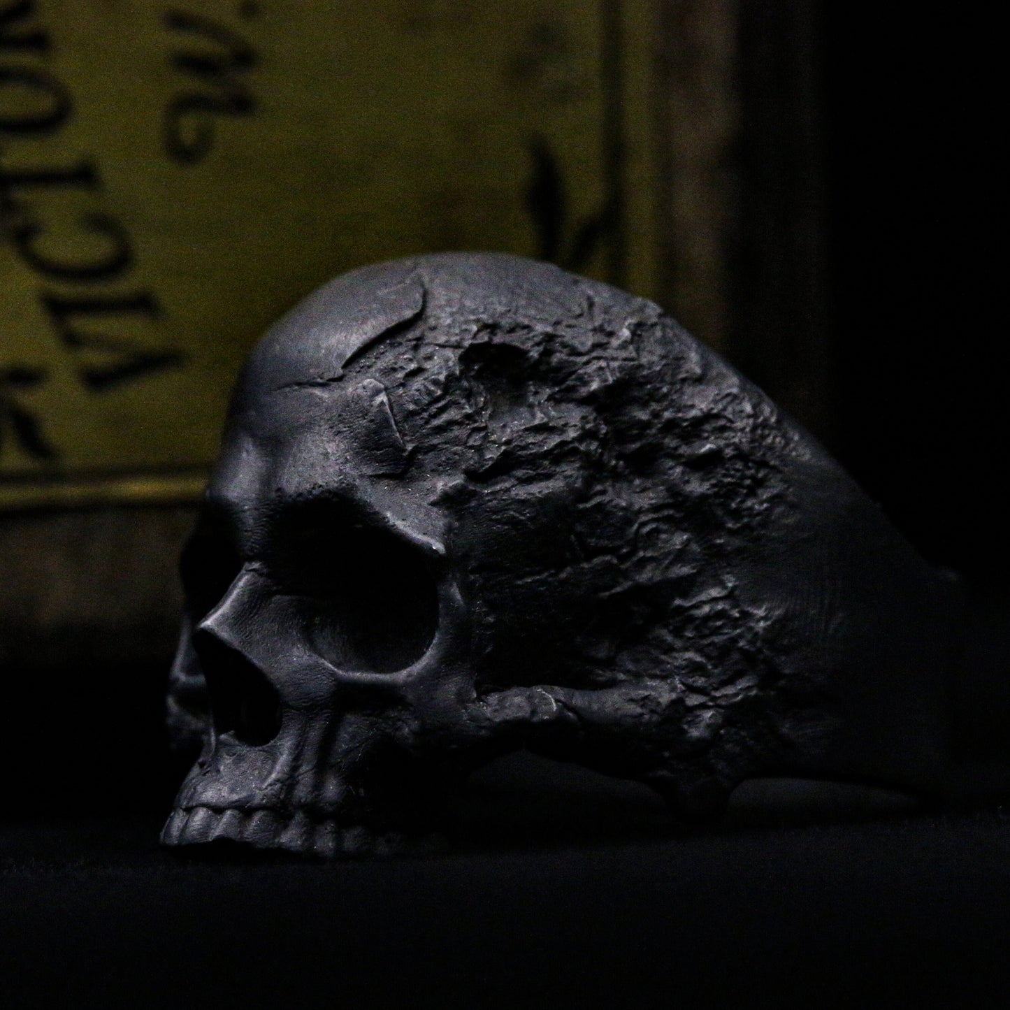 Skull ring, Skull ring for men, Gothic Ring, Standard half jaw silver men skull biker masonic rock handmade jewelry .925