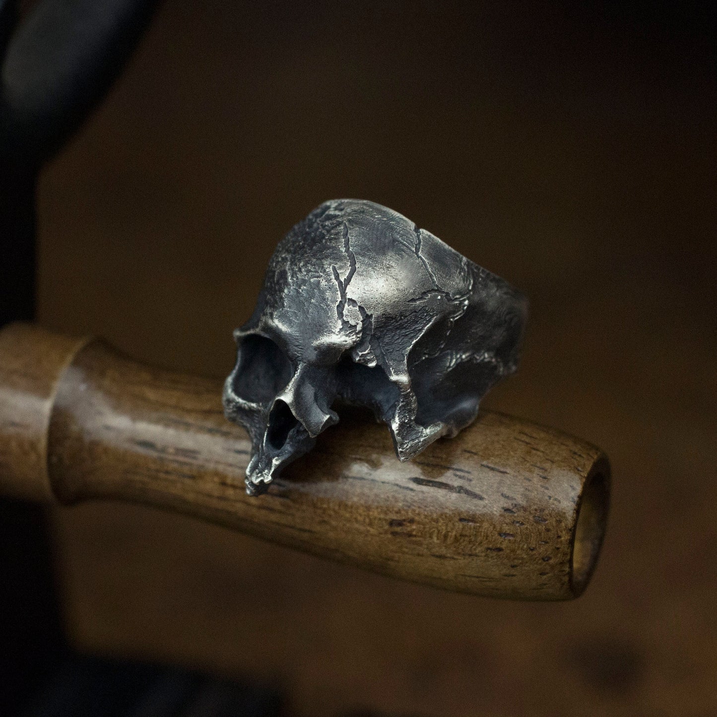 Half jaw skull 925 Silver Ring,Battle Damaged Skeleton 925 sterling silver ring handmade jewelry