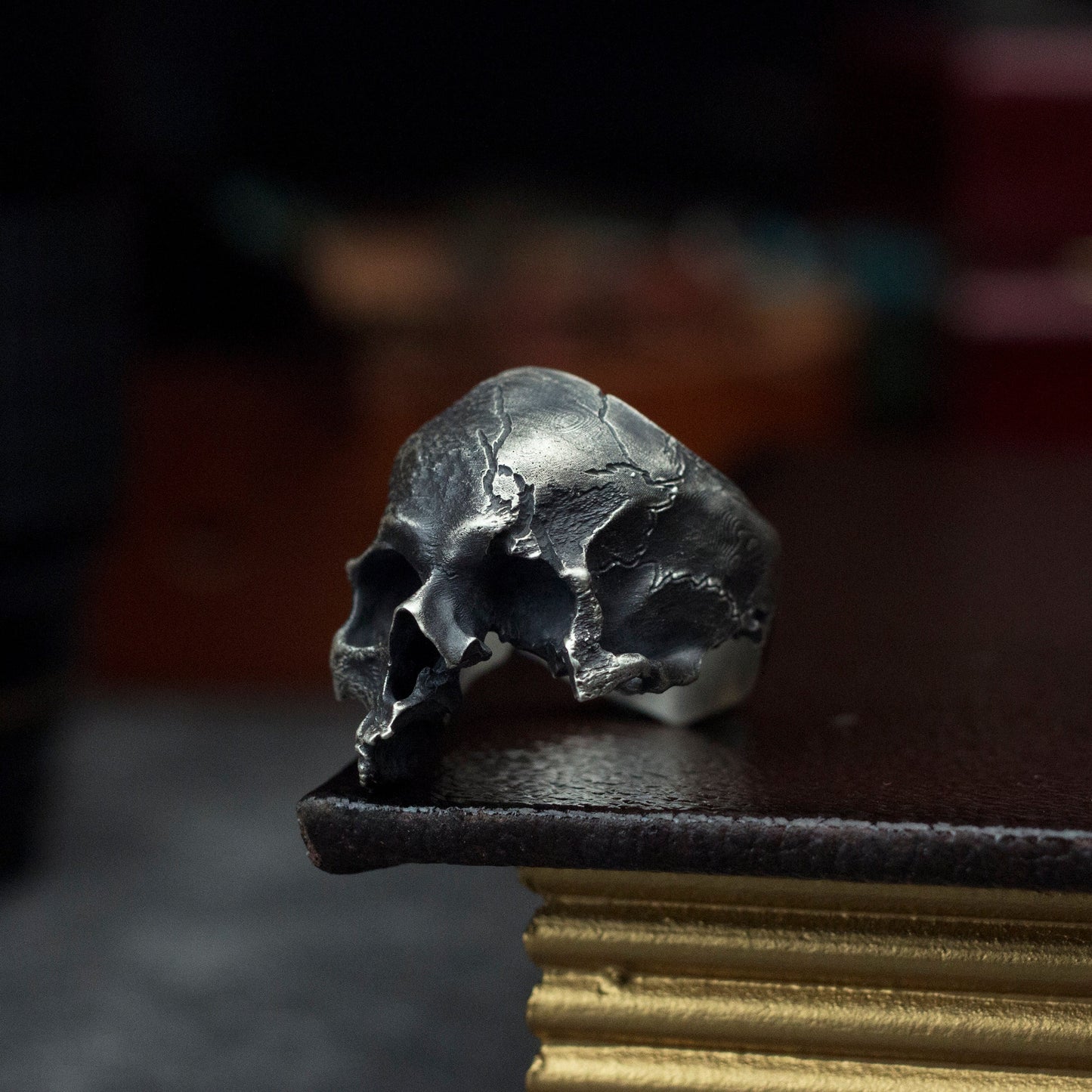 Half jaw skull 925 Silver Ring,Battle Damaged Skeleton 925 sterling silver ring handmade jewelry