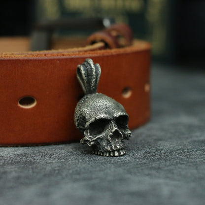 Half face skull 925 silver pendant necklace, handmade 925 silver skull pendant-Craftsman made
